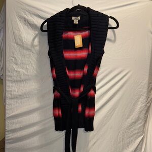 Arizona Jean Company Black and Red Striped Cardigan